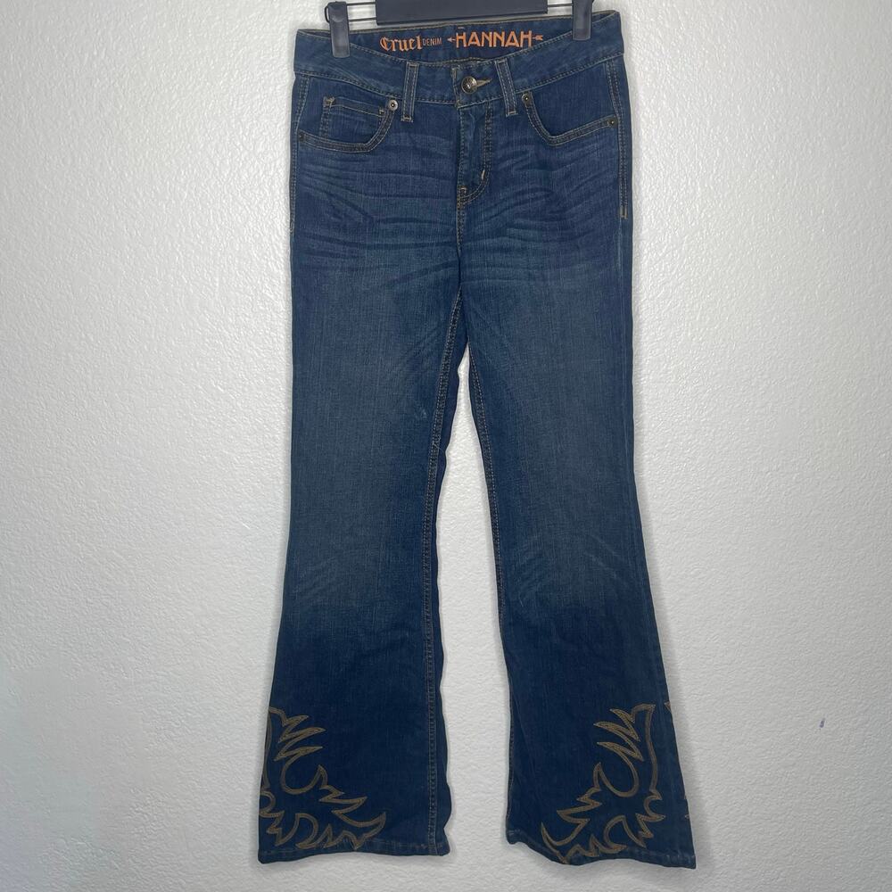 Cruel Denim Womens Jeans Size 26 Hannah Denim Blue Bootcut Embroidered